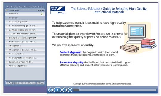 Screen shot of the Educator's Guide